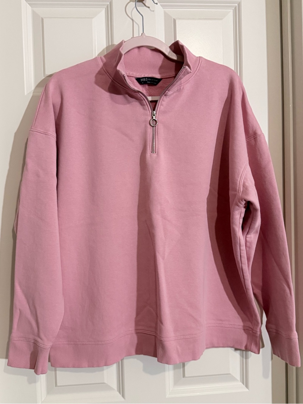 Marks & Spencer Pink 1/4 Zip Ring-Zip Mock Neck Sweatshirt